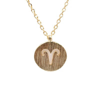 Gold Aries Zodiac Sign Necklace elegantly showcasing the Aries zodiac symbol