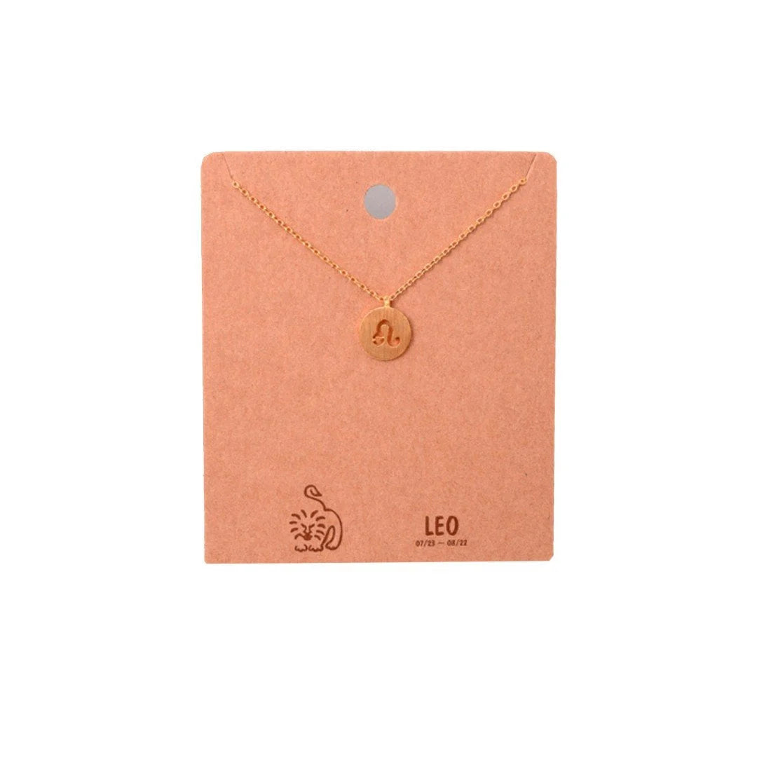 Gold Leo Zodiac Sign Necklace showcased elegantly, embodying the Leo zodiac charm