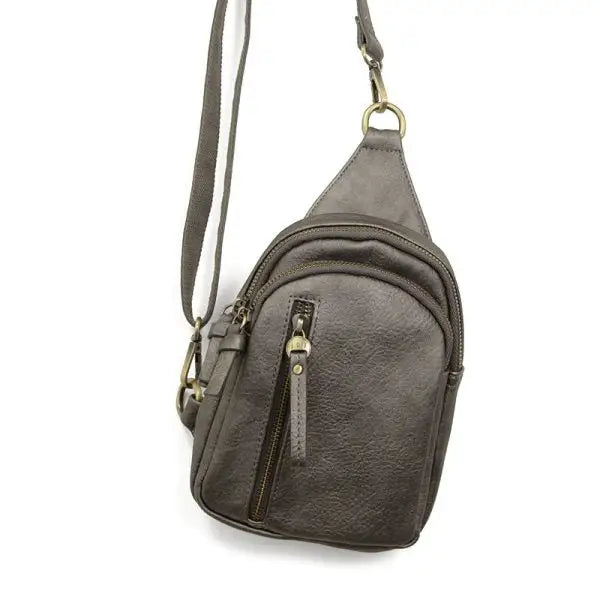 Gray Leather Sling Bag, SKYLER SLING BAG featuring vegan leather and a convertible strap