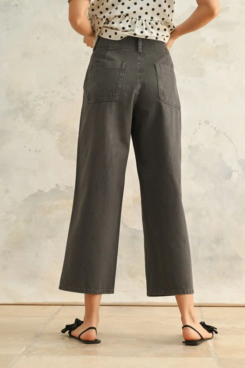 Gray high waisted baggy wide leg pants for a relaxed, stylish look