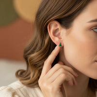 Green Christmas tree stud earrings with gold accents in FESTIVE HOLIDAY STUD SET