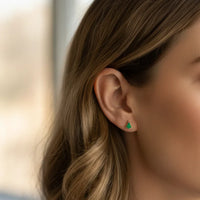 Wanderlust Dainty Earring Set: Green Christmas Tree Studs with Gold Accents