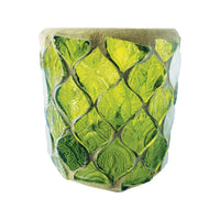 Green glass votive candle holder with diamond pattern from Recycled Glass Mosaic collection