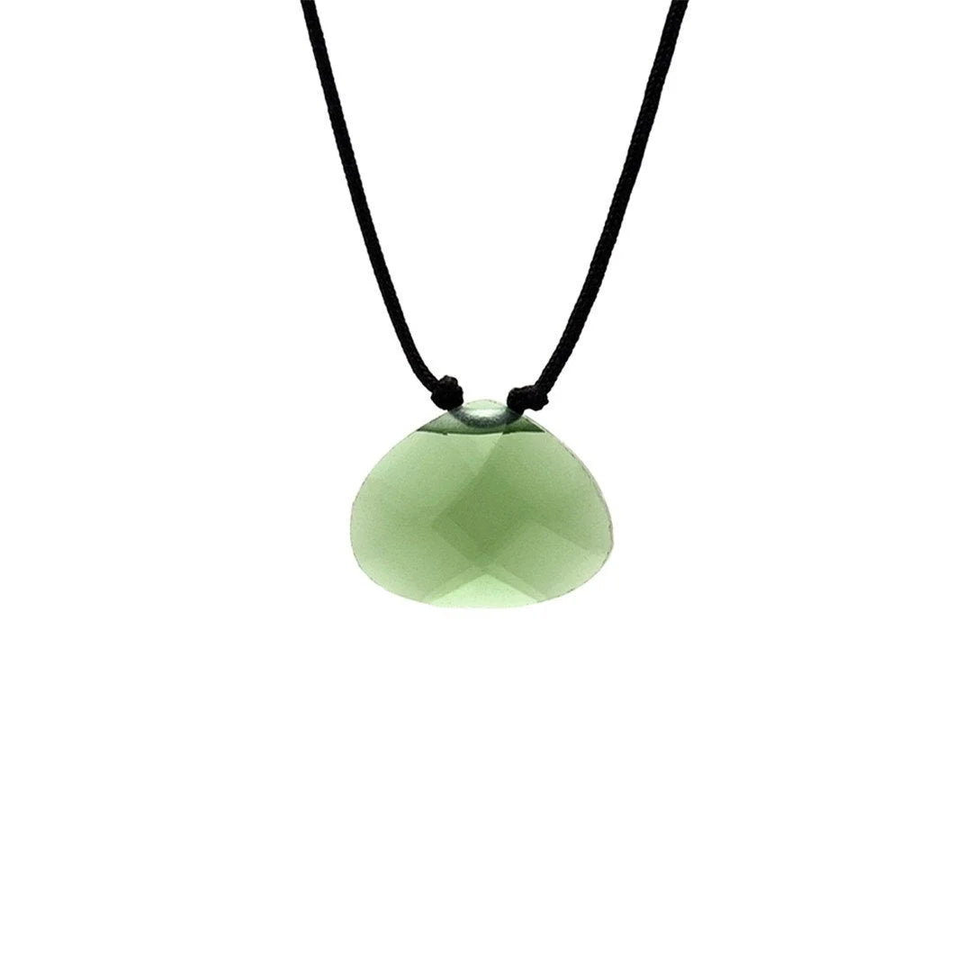 Green jade stone pendant on black cord for the Color Power Necklace