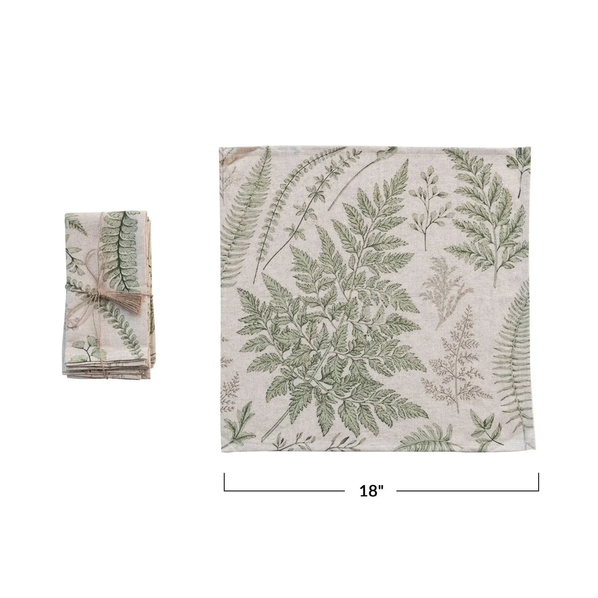 Green and white floral Cotton & Linen Printed Napkin from the set of 4 linen printed napkins