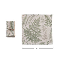 Green and white floral Cotton & Linen Printed Napkin from the set of 4 linen printed napkins