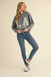Grey LA sweatshirt with Los Angeles lettering design