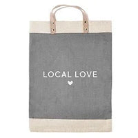 Grey Market Tote bag featuring the word Love, designed with waterproof lining and inside pocket