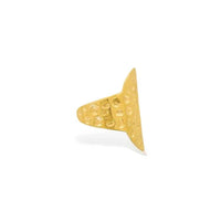 Hammered water resistant gold adjustable oval ring with elongated flat top