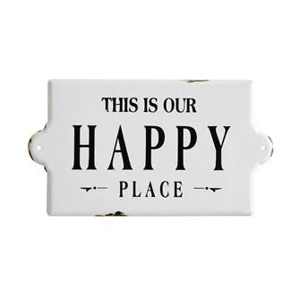 Happy Place Sign with a cheerful face, perfect for Daisy Lane home decor