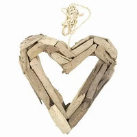 Heart-shaped driftwood decoration for women’s boho chic clothing from Shop Daisy