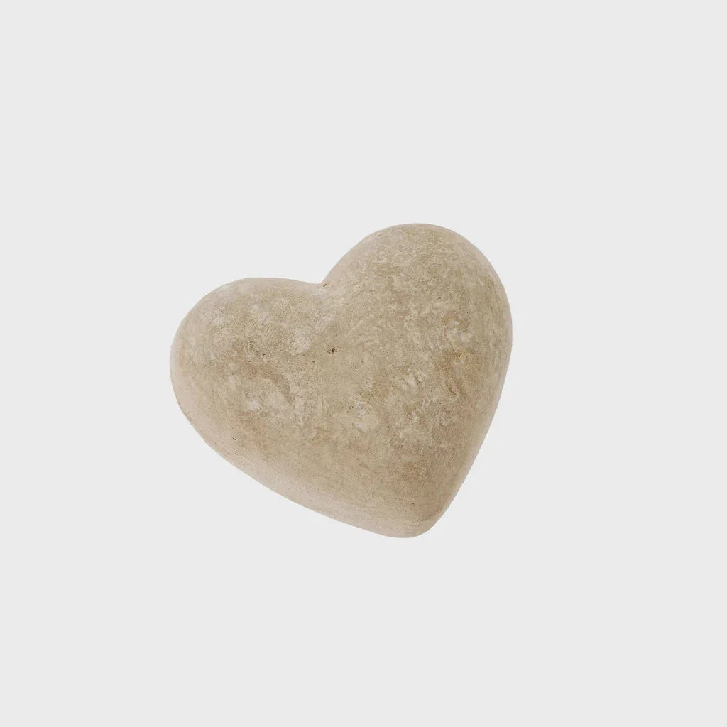 Heart-shaped beige stone, perfect for a Boho-style papier mache heart decoration