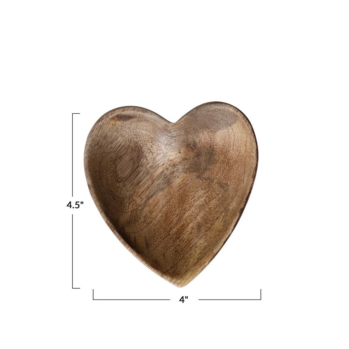 Mango Wood Heart Shaped Dish showcasing beautiful natural grain patterns