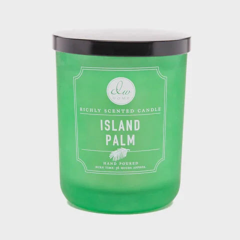 Island Palm Candle featuring a boho design, exuding a flowy tropical aroma