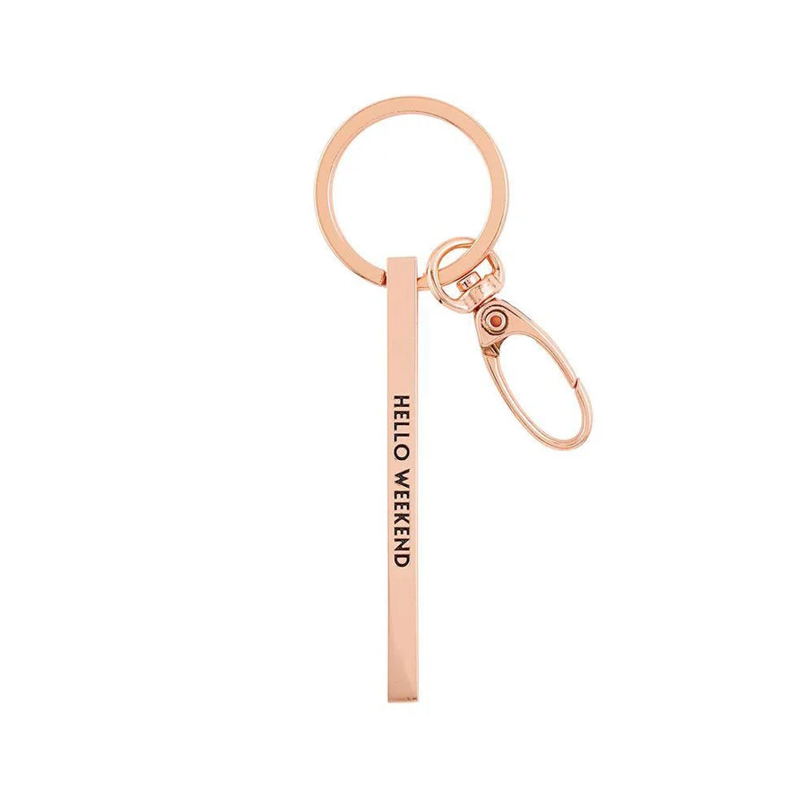 Keychain featuring engraved word love from the Hello Weekend Stamped Bar Key Chain