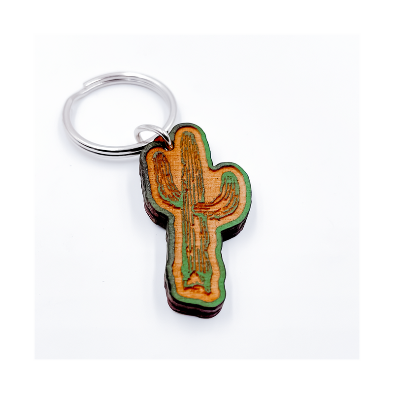 Cactus Wooden Key Chain - Key Chains