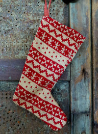 Knitted Christmas stocking with Nordic pattern for Red Mini Christmas Stockings Holder