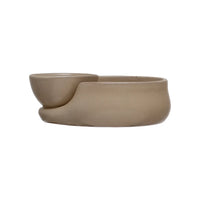 Large beige ceramic Stoneware Cracker & Soup Bowl made from thick clay