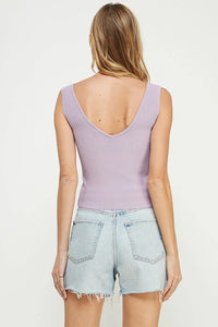 Lavender bodycon techno rib tank top with low back design for stylish comfort