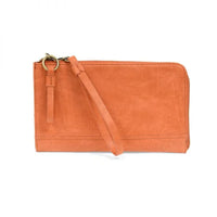 Tan leather wallet with credit card slots in the KARINA Convertible Wristlet & Wallet