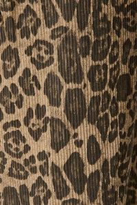 Leopard print corduroy draw string waist pants in earth tones