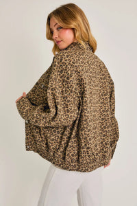 Leopard Cheetah Print Oversized Jacket featuring a relaxed fleece fit for comfort