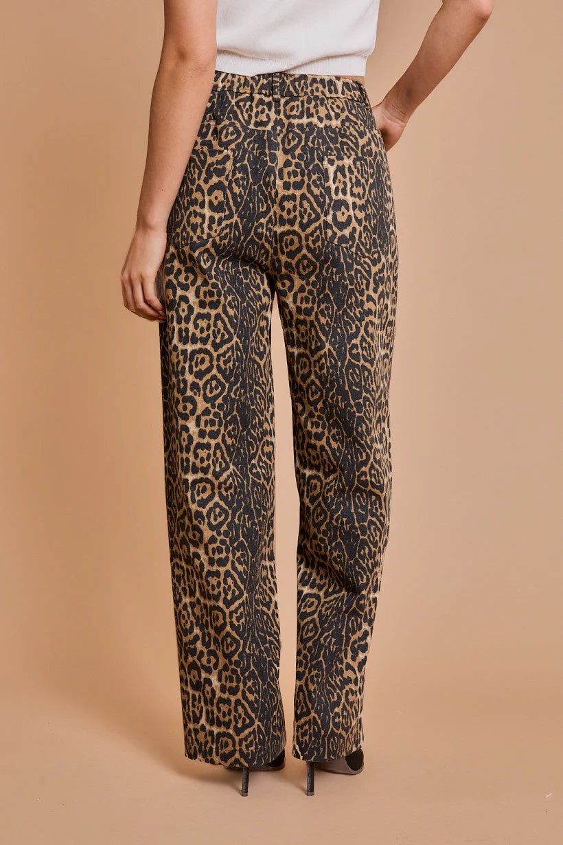 ANIMAL PRINT LEOPARD TWILL PANTS FOR BOLD STYLE | DAISY SHOP