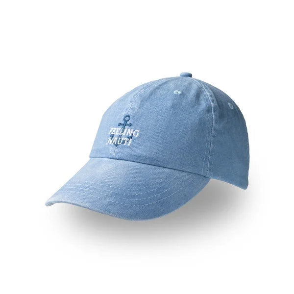 Light blue Feelin Nauti Classic Hat with FEELING SALTY embroidery on the front