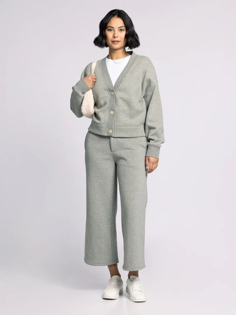 Light gray Thread and Supply Mirabel Cardigan with wide-leg pants set