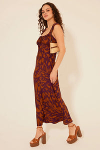 Long patterned Lucile Maxi Dress with thin straps and a stylish side cutout