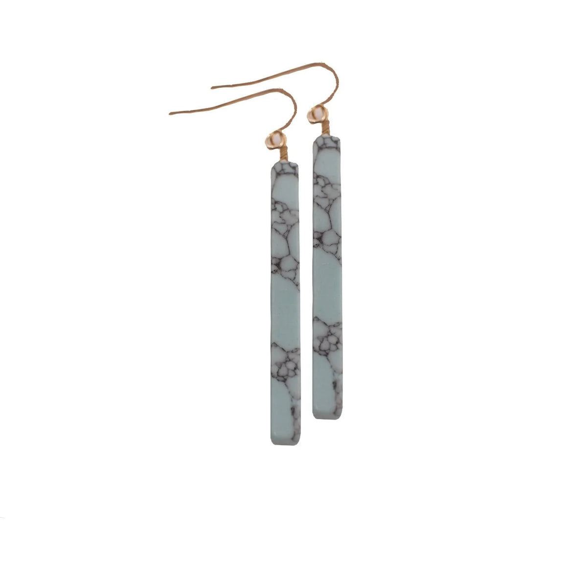 Long rectangular grey marble earrings from the Turquoise Marble Earrings collection