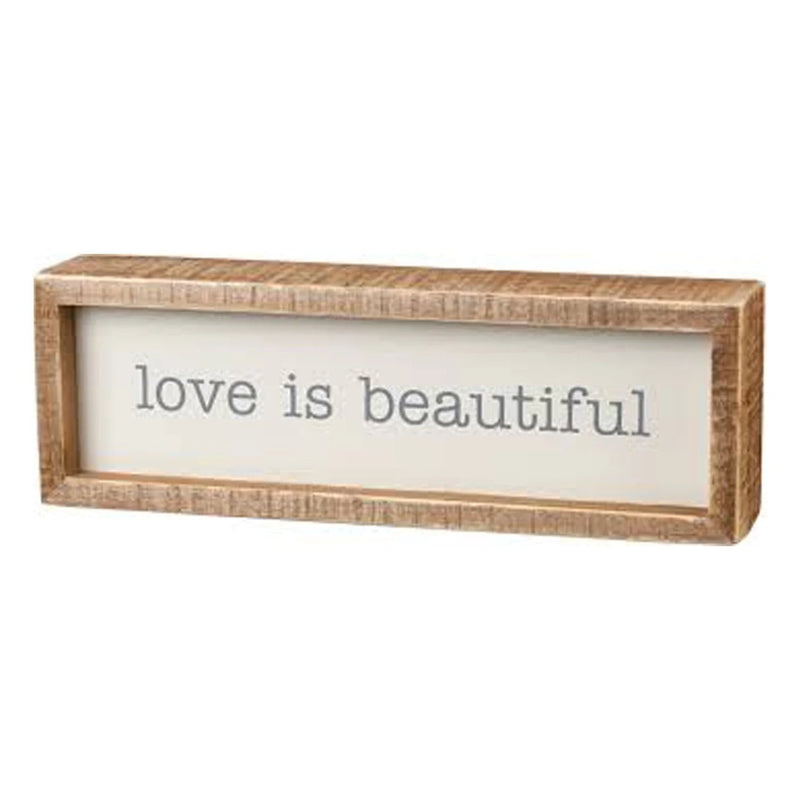 Love Is Beautiful wooden sign showcasing a beautiful boho design for home decor