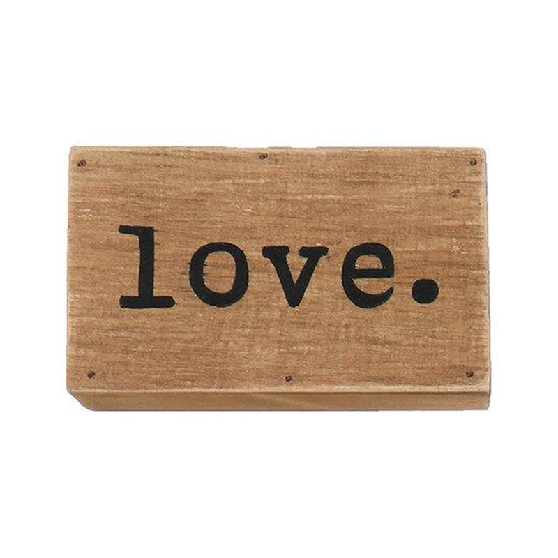 Love Wood Stamp on a beautifully crafted LOVE Wood Block Sign for home décor