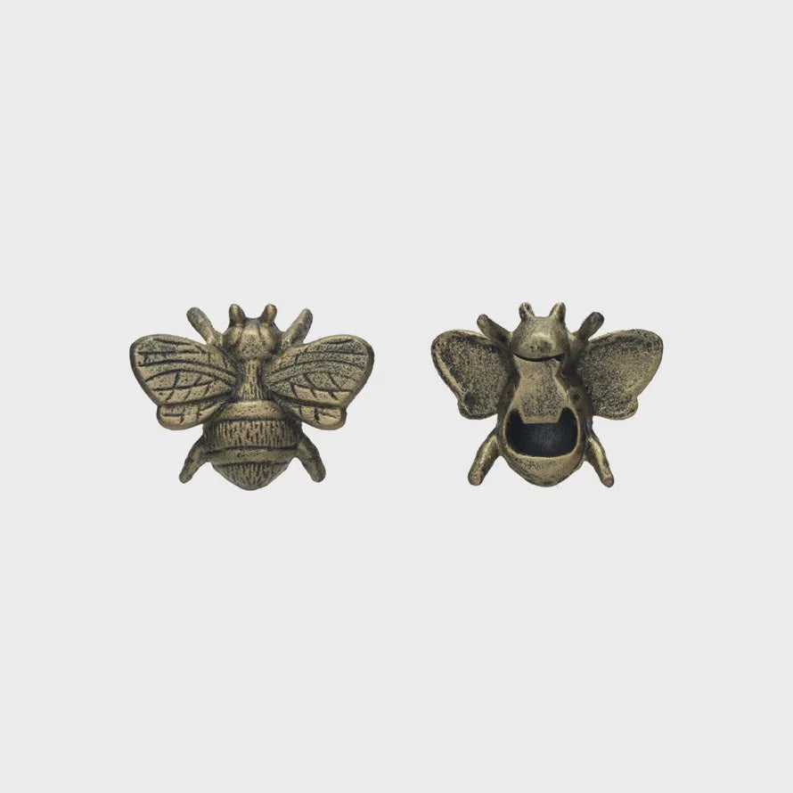 Metal bee bottle openers with decorative wings, perfect for any Cast Iron Bee enthusiast