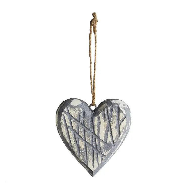 Textured Metal Heart Ornament with Twine Loop for Women’s Boho Chic Clothing at Shop Daisy