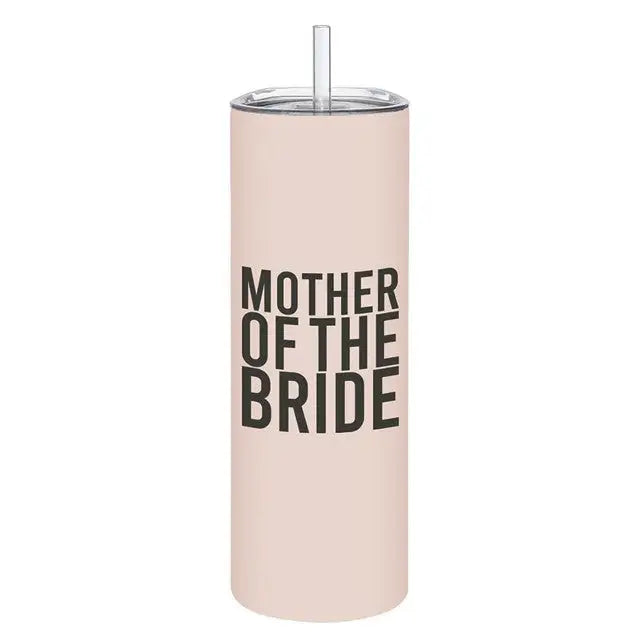 Mother of the Bride tumbler with straw, perfect accessory for women’s boho chic clothing