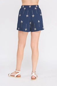 Navy blue palm tree embroidered lined shorts from PALM TREE EMBROIDERED LINED SHORTS collection