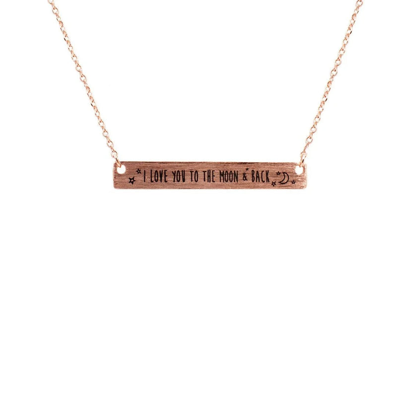 Love You to the Moon and Back Necklace featuring a heartfelt message of love