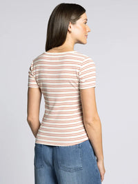 Off-white and red striped short-sleeved Katara Tee from Supply Katara collection