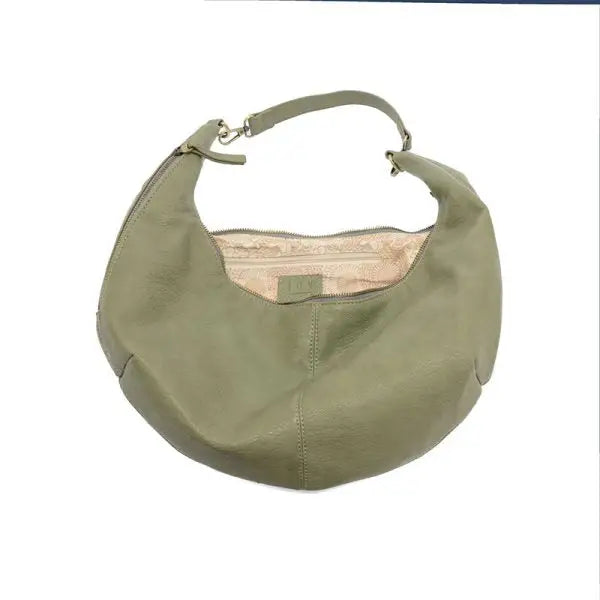 Olive green vegan leather Rhea Slouchy Crescent Shoulder Crossbody Bag for elegant style