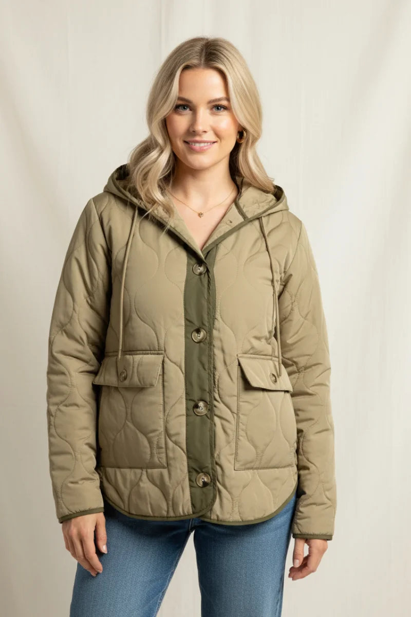 Olive green Thread and Supply Perry Jacket with hood and pockets