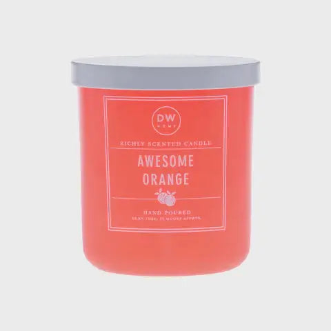 Orange DW Home Awesome Orange Scented Candle in a glass container for boho chic decor