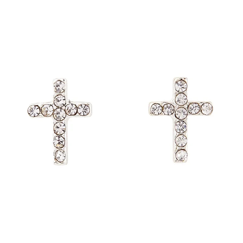 Cross-shaped Treasure Box Earrings studded with rhinestones for a stunning look