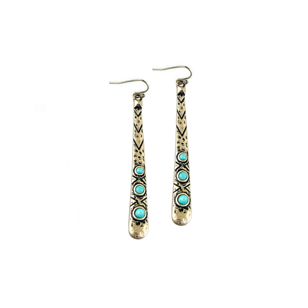 Turquoise Embedded Drop Earrings - Earrings