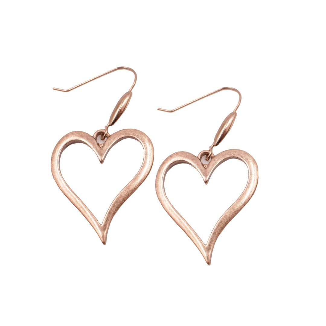 Rose Gold Heart Earrings - Earrings