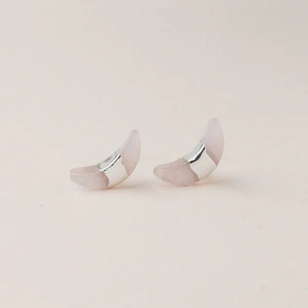 Minimalist Crescent Moon Stud Earrings with metallic accents for boho free spirit style