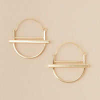 Minimalist gold hoop earrings with horizontal bars from the Refined Earring Collection