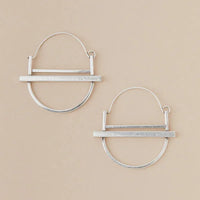 Minimalist silver hoop earrings with bar accents from the Refined Earring Collection