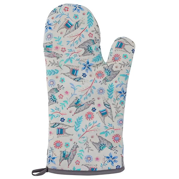 Floral pattern Llama Oven Mitt and Pot Holder Set for stylish kitchen protection
