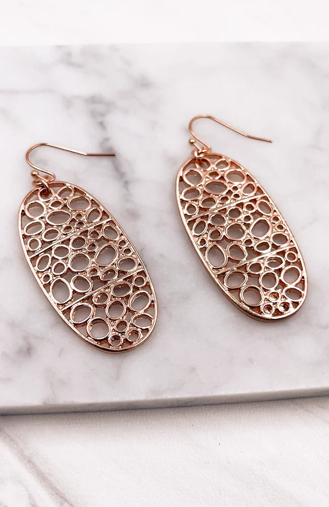 Rose gold Bubbles Oval Earrings featuring a stylish circular design